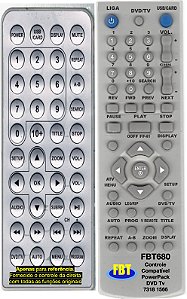 Controle Remoto Compatível Com POWERPACK DVD TV 7318 1566 FBT680