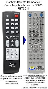 Controle Remoto Compatível Caixa Amplificada Lenoxx RC806 FBT3011