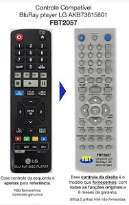 Controle Compatível BluRay BD player LG AKB73615801  - FBT2057