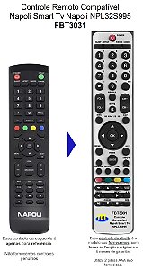 Controle Remoto Compatível P/ Napoli Tv NPL32S995 FBT3031