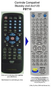 Controle Remoto Compatível P/ Bluesky dvd dvd120 FBT10