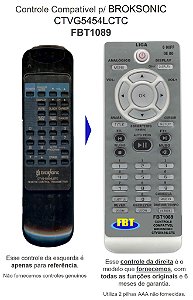 Controle Remoto Compatível p/ BROKSONIC CTVG5454LCTC FBT1089