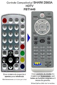 Controle Compatível P/ SHARK D900A HDTV FBT1449