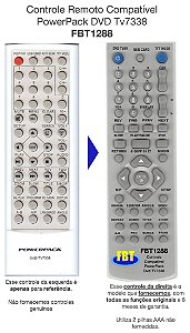 Controle Remoto Compatível PowerPack DVD Tv7338 FBT1288