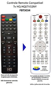 Controle Compatível HQ SMART TV - HQSTV32NY - V2 - FBT3034