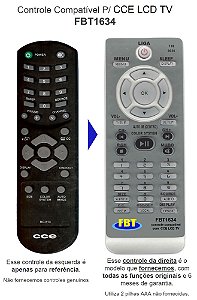 Controle Compatível p/ CCE LCD TV FBT1634