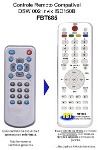 Controle Remoto Compatível DSW Tv Digital 001 FBT885