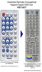 Controle Remoto Compatível Napoli Ppack DVD Car FBT1877