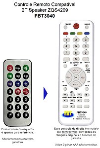 Controle Remoto Compatível BTSPEAKER ZQS4209 Cx Som FBT3040