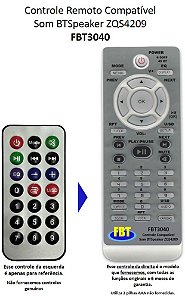 Controle Remoto Compatível BTSPEAKER ZQS4209 Cx Som FBT3040