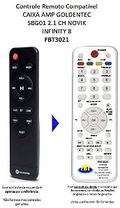 Controle Remoto Compatível GOLDENTEC SBG01 FBT3021