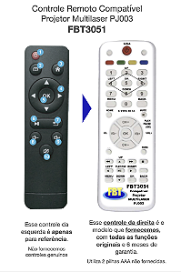 Controle Remoto Compatível Projetor Multilaser PJ003 FBT3051