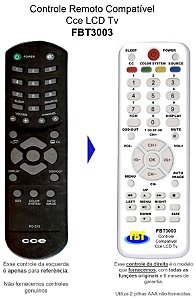 Controle Remoto Compatível p/ Cce RC229 FBT3003