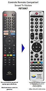 Controle Remoto Compatível p/ Vizzion Smart Tv FBT3067