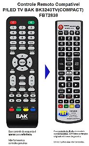 Controle Remoto Compatível p/ Bak LedTv BK3240TV FBT2838
