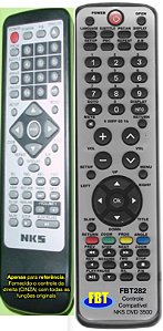 Controle Remoto Compatível p/ NKS DVD 3500 FBT282
