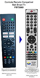 Controle Remoto Compatível p/ Bak Smart Tv FBT3069