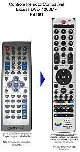 Controle Remoto Compatível p/ Excess EDVD 1008MP FBT91