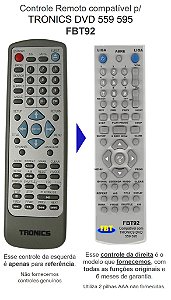 Controle Remoto Compatível p/ Tronics DVD 559 595 FBT92