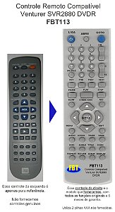Controle Remoto Compatível p/ Venturer SVR2880 DVDR FB113