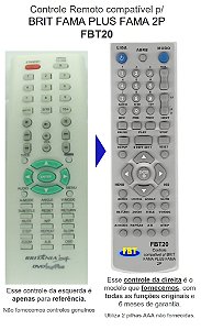 Controle Remoto Compatível p/ Britania Fama Plus Fama 2P FBT20
