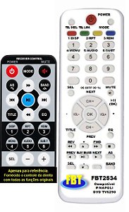 Controle Remoto Compatível p/ Napoli DVD Tv6290 Tv Automotiva FBT2534