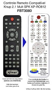 Controle Remoto Compatível p/ Knup 2.1 Mult SPK KP-RO812 FBT3080