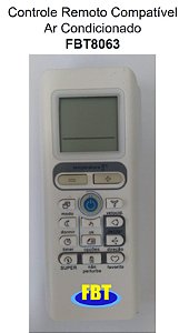 Controle Remoto Compatível Ar Condicionado FBT8063