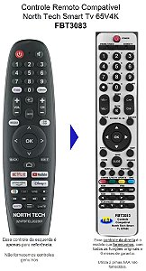Controle Remoto Compatível North Tech Smart Tv 65V4K  FBT3083