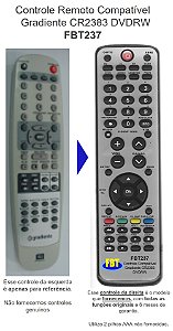 Controle Remoto Para Dvd Gradiente 660 Dvd Rw Fbt 237