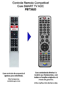 Controle Compatível Com Smart TV AOC 32s7295/78g 43s5295/78g FBT3020