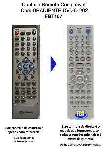 Controle Remoto Compatível  Com GRADIENTE DVD D-202 FBT107