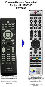 Controle Remoto Compatível Philips Home HTS3345 FBT3098