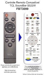 Controle Remoto Compatível TCL SoundBar S522W FBT3099