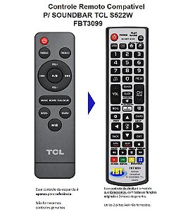 Controle Remoto Compatível TCL SoundBar S522W FBT3099