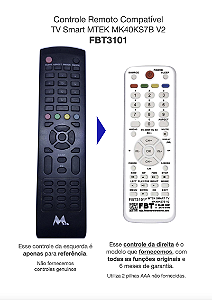 Controle Remoto Compatível TV SMART MTEK MK40KS7B V2 FBT3101