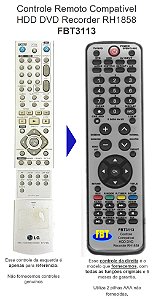 Controle Remoto Compatível HDD DVD Recorder RH1858 FBT3113