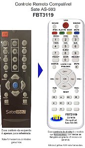 Controle Remoto Compatível Sate AS-593 FBT3119