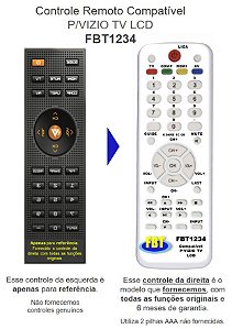Controle Remoto Compatível Vizio Tv LCD FBT1234