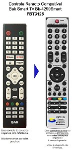 Controle Remoto Compatível Bak BK4290 Smart Tv FBT3125