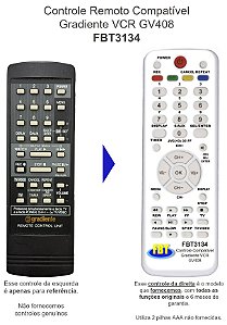 Controle Remoto Compatível Gradiente VCR GV408 FBT3134