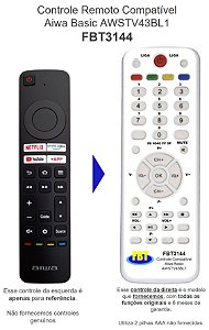 Controle Remoto Compatível Aiwa Basic AWSTV43BL1 FBT3144