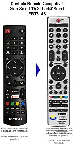 Controle Remoto Compatível Xion Xi-Led40Smart 24010408 FBT3145