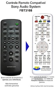 Controle Remoto Compatível Sony Áudio System FBT3108