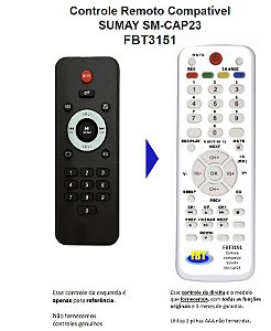 Controle Remoto Compatível Sumay Sm-Cap23 FBT3151