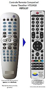 Controle Remoto Compatível Philips Home HTS3410D/BK FBT3137