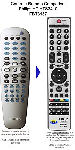 Controle Remoto Compatível Philips Home HTS3410D/BK FBT3137