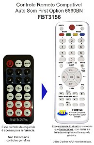 Controle Remoto Compatível Auto Som First Option 6660BN FBT3156