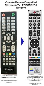 Controle Remoto Compatível Microsonic Smart Tv LEDDGSM32D1 FBT3172