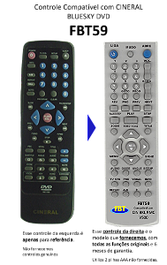 Controle Compatível Para Cineral Bluesky Dvdk1232 1240 Fbt59